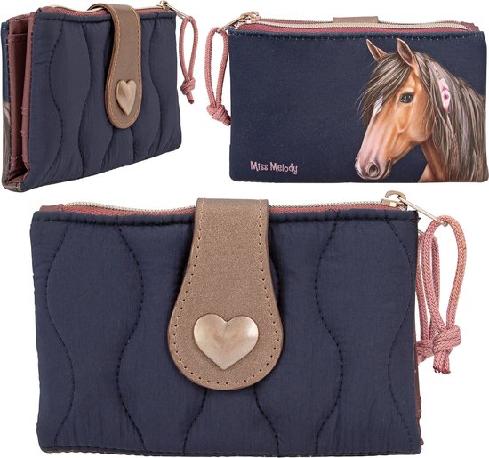 Depesche Miss Melody Kids Backpack | Light Blue Horse Pattern Quilted Bag For Girls