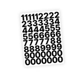 Cijfer stickers / Plaknummers - Stickervel Set - Zwart - 3cm hoog - Geschikt voor binnen en buiten - Standaard lettertype - Glans