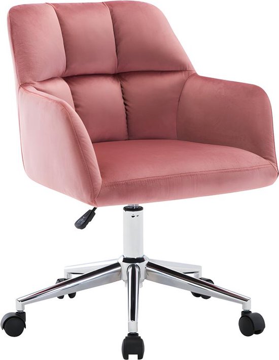 Bureaustoel - Fluweel - Roze - Verstelbare hoogte - PEGA L 59 cm x H 86 cm x D 60 cm