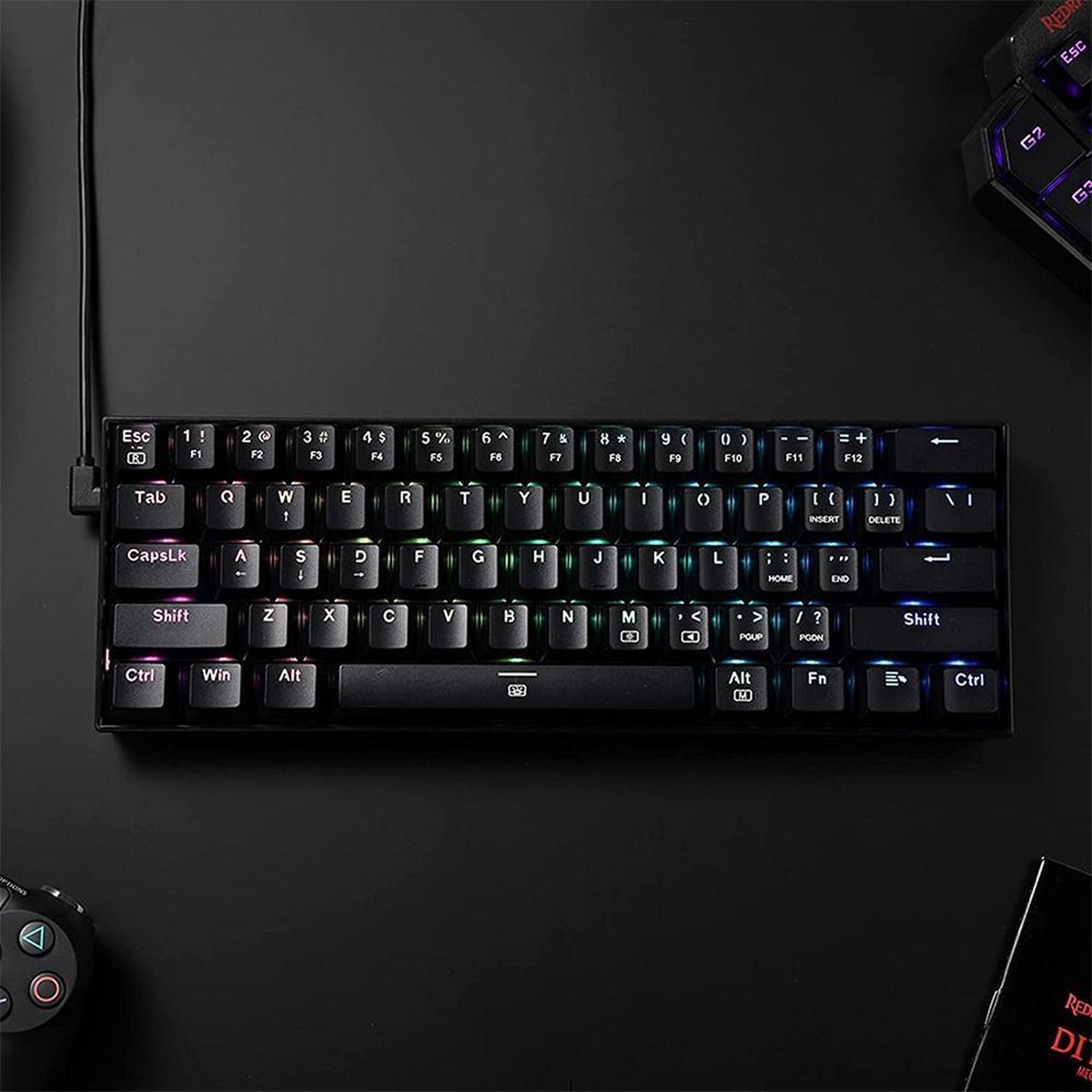 Redragon K630 RGB Dragonborn - 60% bedraad mechanische gaming toetsenbord - 61 toetsen | Gaming PC met RGB verlichting