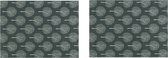 Krumble Placemat - Boom patroon - Set van 2 - Placemats - Borden onderlegger - Tafelbeschermer - Tafelaccessoires - Rechthoek - Katoen - Antraciet met beige - 30 x 40 cm