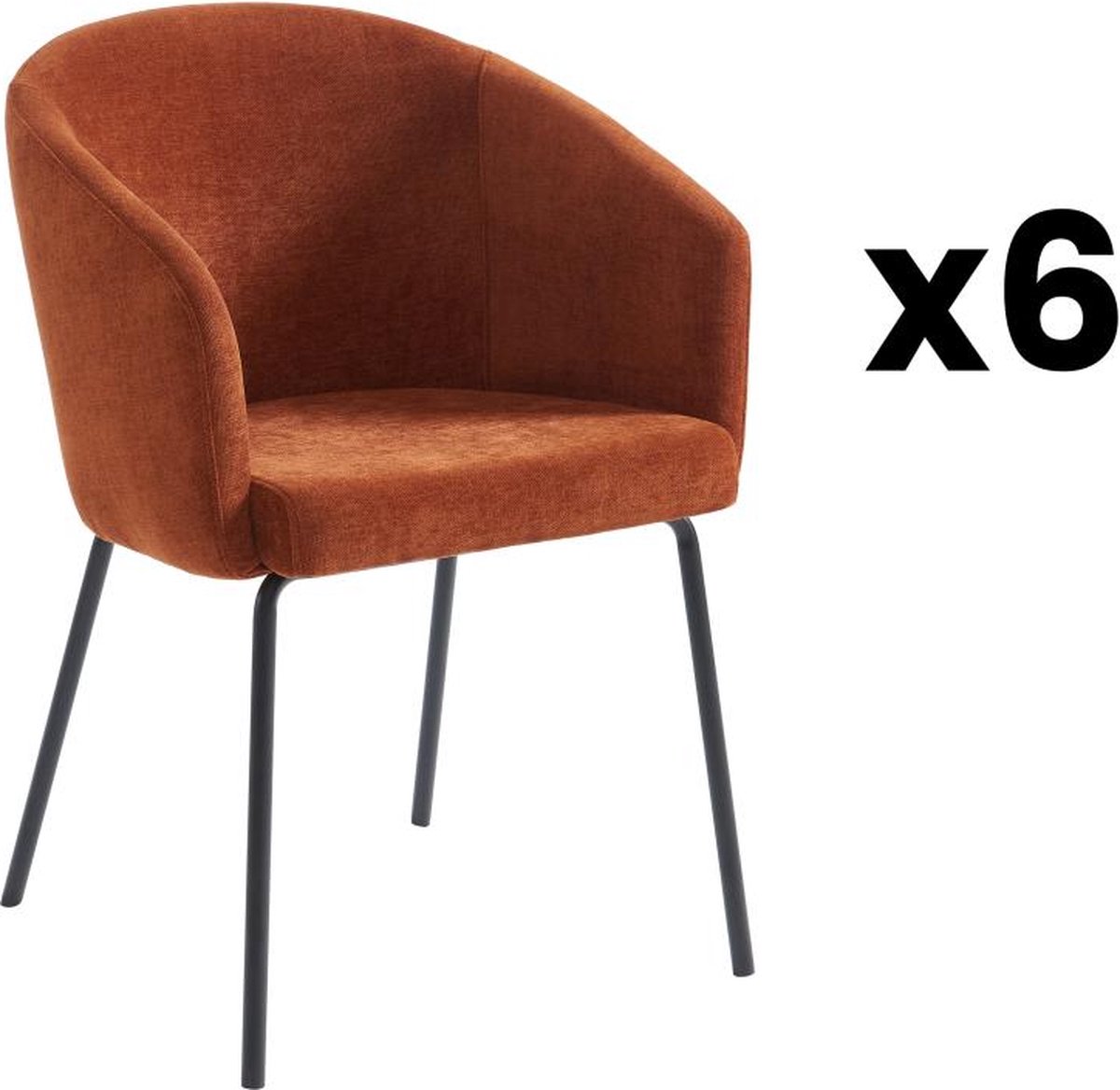 Vente-unique Set van 6 stoelen met armleuningen van stof en metaal - Terracotta - MORONI
