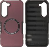 Hoesje Geschikt voor Samsung Galaxy S23 - MagSafe Hoesje - Shockproof Back Cover - Bordeaux Rood