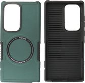 Hoesje Geschikt voor Samsung Galaxy S23 Ultra - MagSafe Hoesje - Shockproof Back Cover - Donker Groen