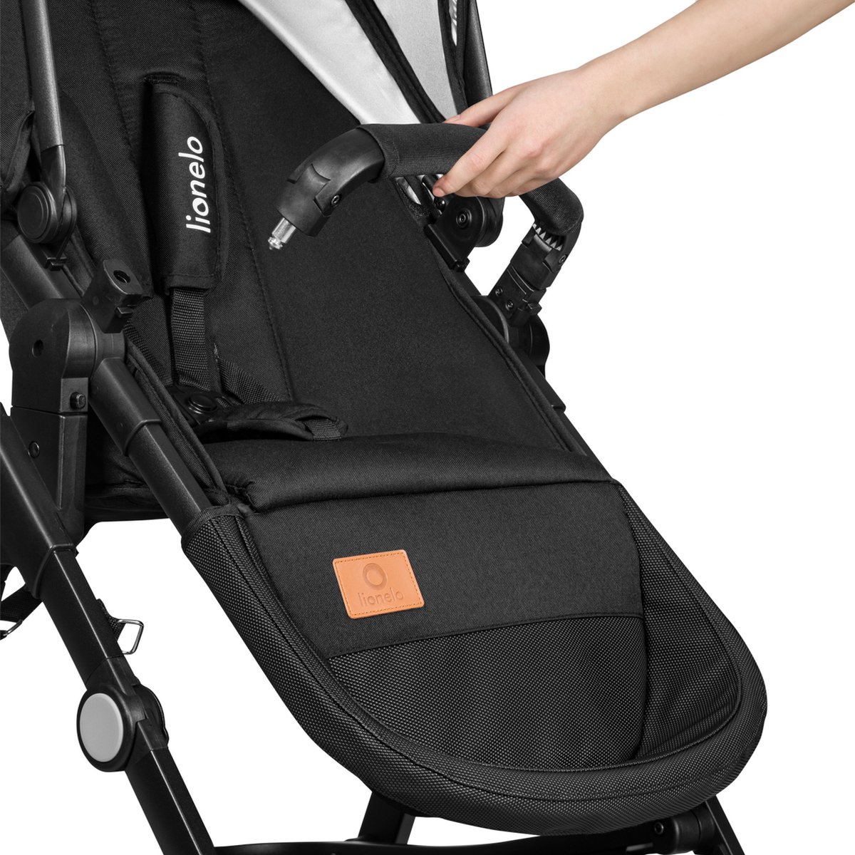 LIONELO Bianka - Poussette combinée 3en1 - Jusqu'à 22Kg - Pack poussette,  nacelle, siège auto, sac et accessoires - Noir