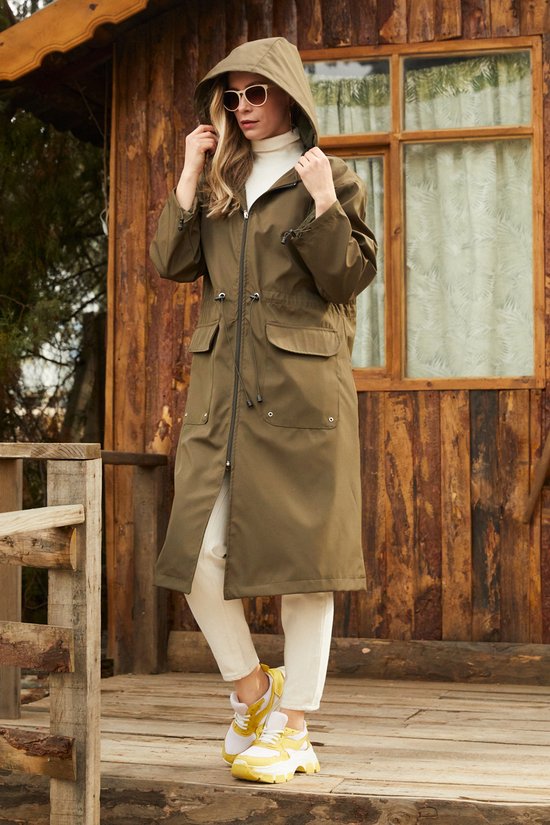 Trench Trench femme Trench oversize avec capuche et poche Trench Plus taille . bol