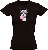 Lama maakt een bel van kauwgom Dames T-shirt - dieren - eten - hip - bril - kauwen - alpaca - dierendag - verjaardag - grappig