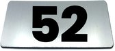 Nummerplaatje 52 - 80 x 50 x 1,6 mm - RVS-look geborsteld - Incl. 3M-tape | Nummerbordje - Deur en kamernummer - brievenbusnummers - Gratis verzending - 5 jaar garantie | Gratis Verzending
