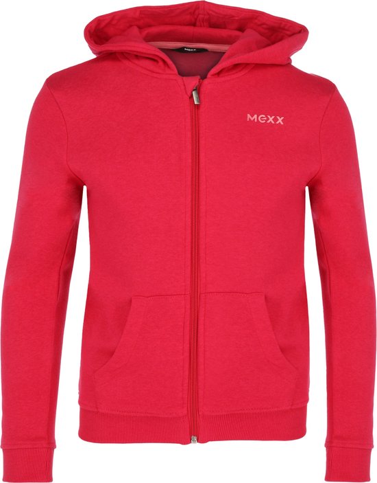 Basic Hooded Full Zip Sweater Meisjes - Warm Pink - Maat 122-128