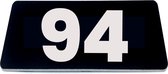 Nummerplaatje 94 - 80 x 50 x 1,6 mm - Zwart/wit - incl. 3M-tape | Nummerbordje - Deur en kamernummer - brievenbusnummers - Gratis verzending - 5 jaar garantie | Gratis Verzending