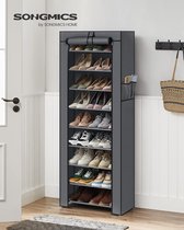 étagère à chaussures avec 10 niveaux armoire à chaussures pour environ 27 paires de chaussures étagère anti-poussière 160 x 58 x 28 cm Grijs
