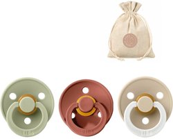 Bibs spenen T3 met speenzakje - Sage, Woodchuck en Glow in the dark Vanilla - 18 tot 24 maanden