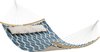 Hangmat van gewatteerde stof met verwijderbare gebogen bamboestaven, met kussen, 200 x 140 cm, draagvermogen 225 kg, blauwe en beige HMDC034I02