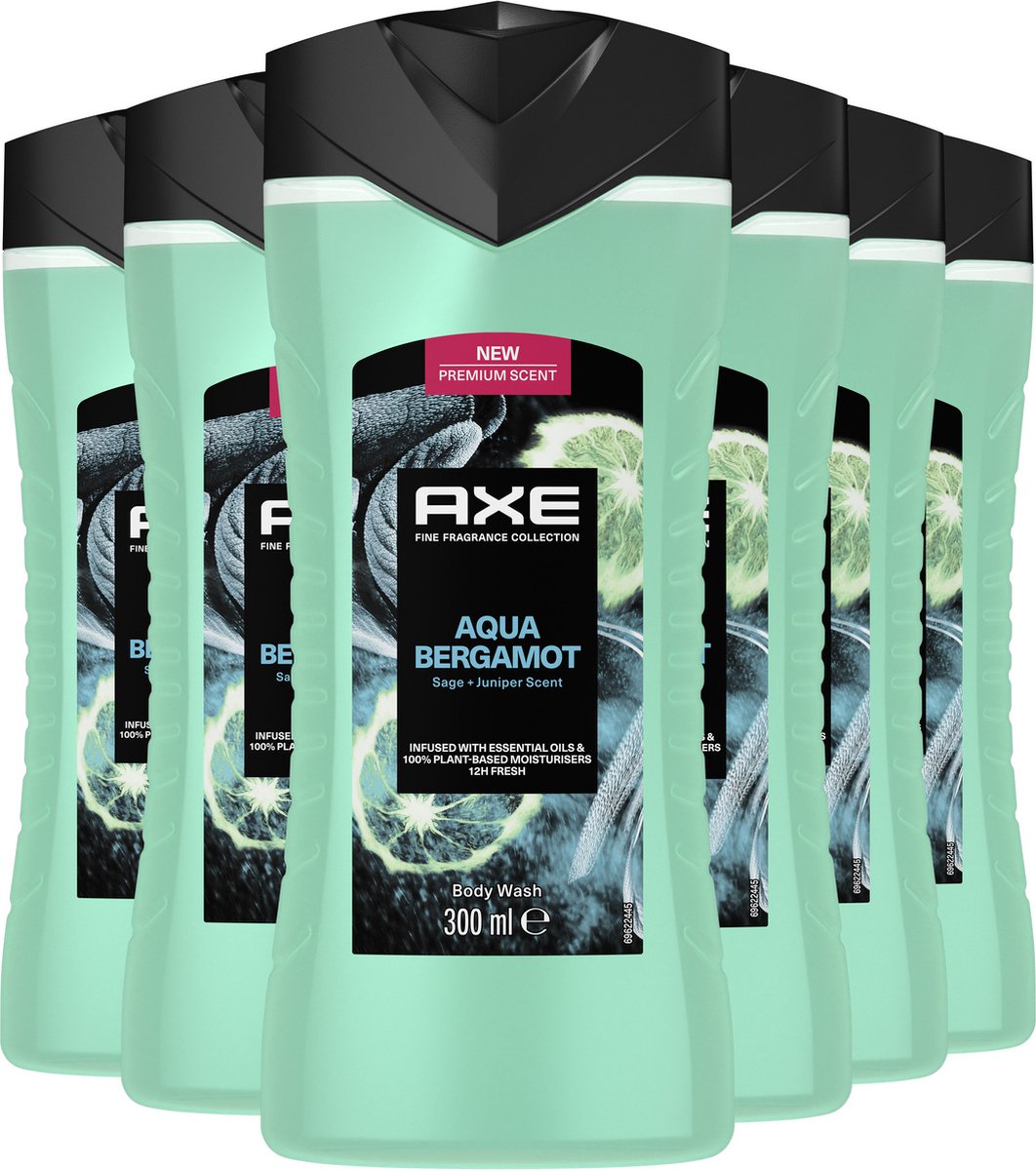 AXE Fine Fragrance Collection Aqua Bergamot Douchegel - 6 x 300 ml - Voordeelverpakking