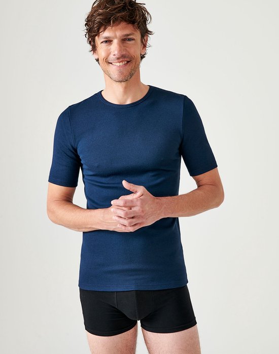 Damart - Klassiek gebreid T-shirt met korte mouwen Thermolactyl - Heren - Blauw - L