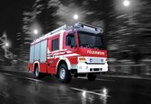 Fotobehang - Vlies Behang - Brandweerauto - Brandweer - Brandweerwagen - Kinderbehang - 416 x 254 cm