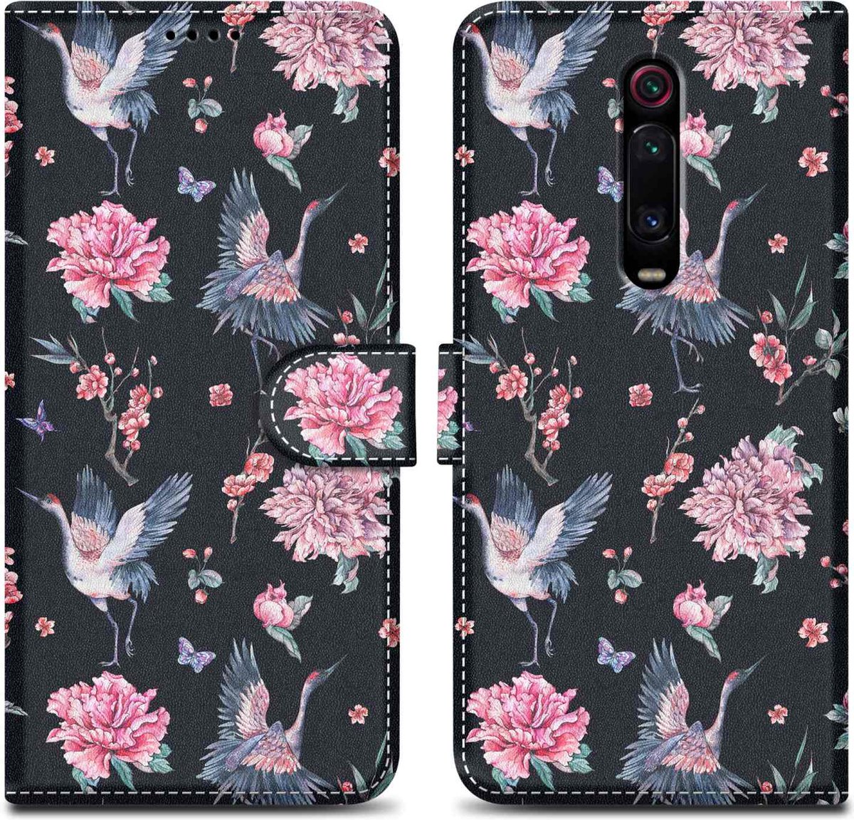 Cadorabo Hoesje geschikt voor Xiaomi Mi 9T / Mi 9T PRO / RedMi K20 / RedMi K20 PRO - Design Kraan & Bloemen No. 9 - Beschermhoes Case Cover met magnetische sluiting, standaardfunctie en kaartvakje