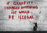 Fotobehang - Vlies Behang - Rat and Writing on the Wall Banksy - Graffiti - Straatkunst - 416 x 254 cm