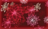 Fotobehang - Vlies Behang - Rode Bloemen Kunst - 254 x 184 cm
