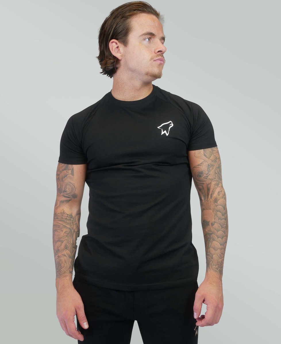Wolfpack Lifting - Essential T-shirt - Zwart/Wit Logo - Maat L