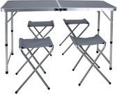 Cheqo® Ensemble de camping de Luxe – Pliable – Table de camping pliable – Table de camping avec 4 Chaises – Set de table de jardin – Meubles de camping
