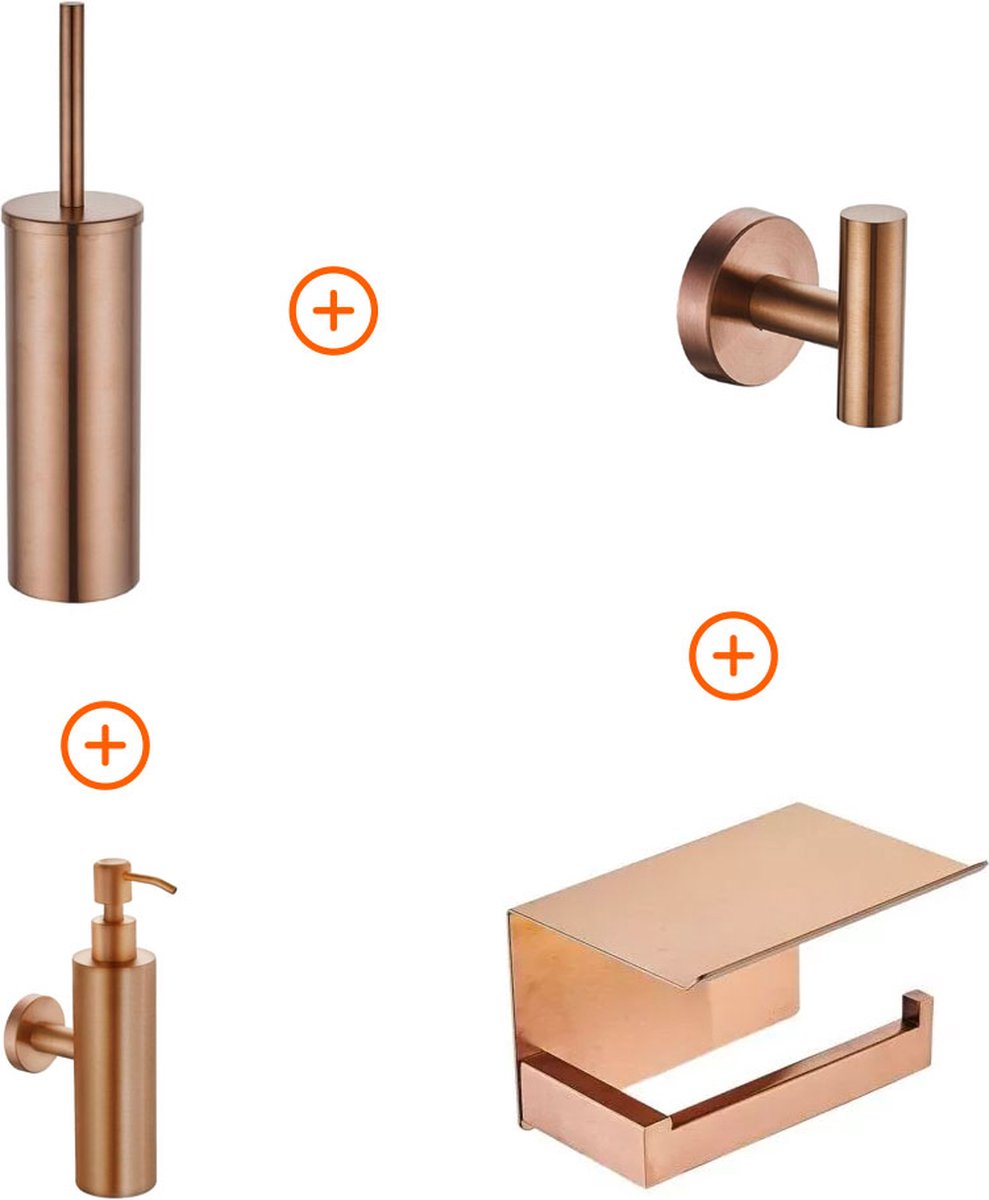 Toilet accessoires set Copper exclusief met zeepdispenser