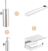 Toilet accessoires set Chroom design met beugel en zeepdispenser