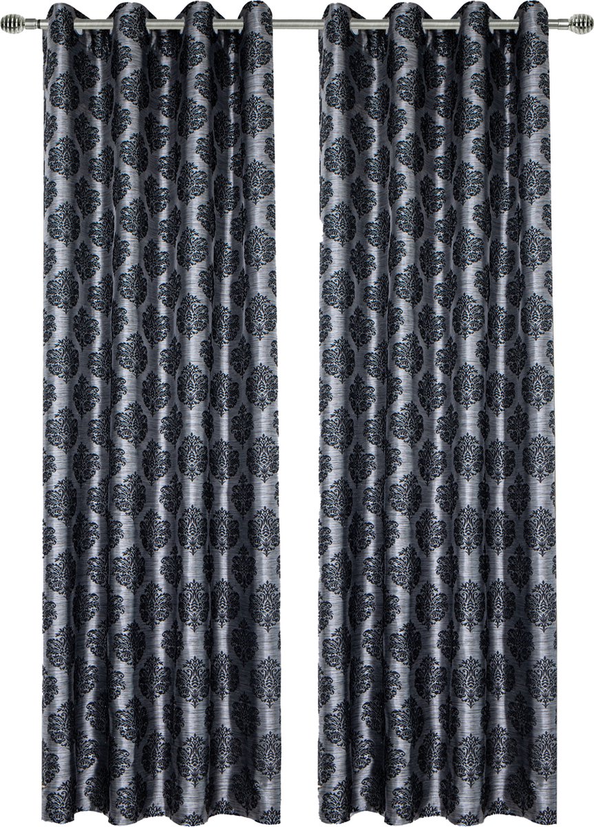 Kant en klaar Gordijn - Met ringen - 140x240 cm - Donker Grijs/Zwart