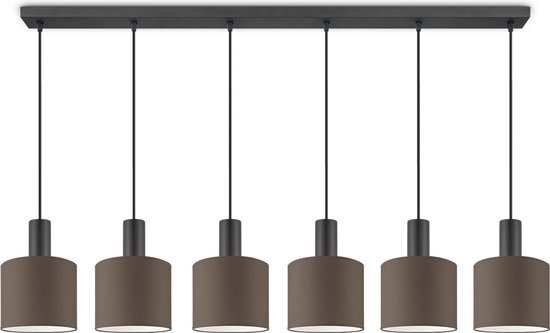 Home Sweet Home hanglamp Bling - verlichtingspendel Xxl Beam 6L inclusief lampenkap 20/20/17cm - pendel lengte 150.5 cm - geschikt voor E27 LED lamp - Pendellamp geschikt voor woonkamer, slaapkamer, keuken - Taupe