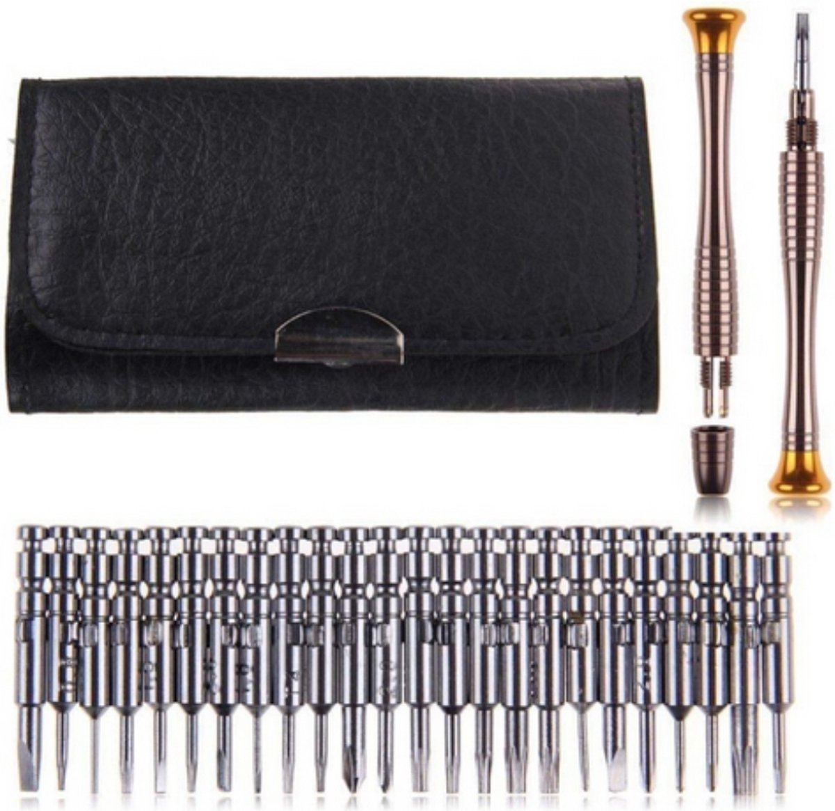 Kit Tournevis de Précision 25 en 1 Avec Pochette en Cuir Pour