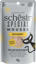 12x Schesir Special Cat Mousse Exigent Kip & Eendenlever 70 gr