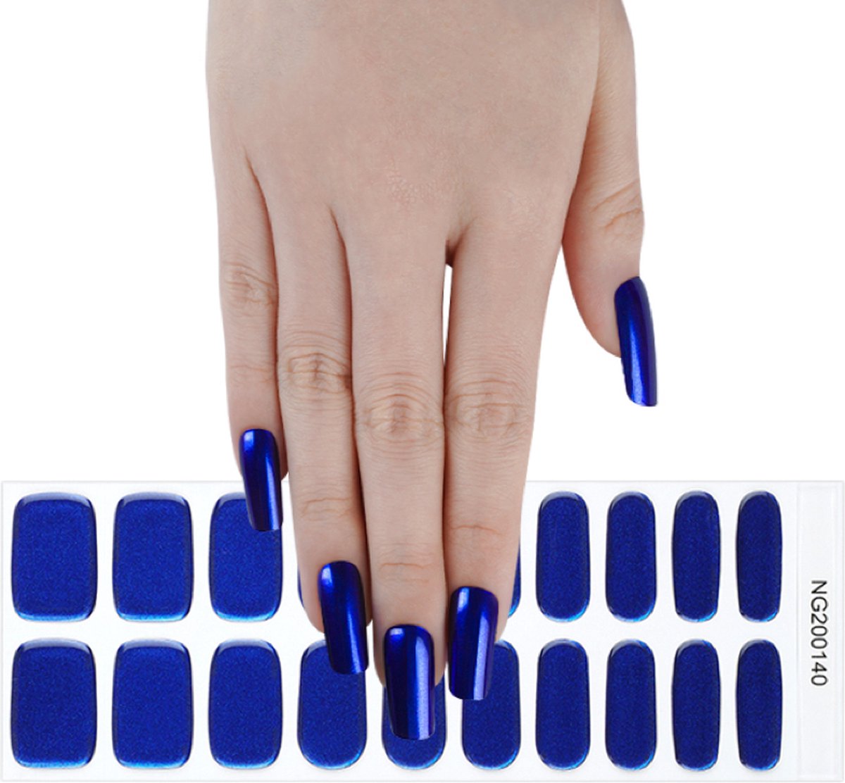 Goedkoopste Gel Nail Wraps – Gel Nagel Wraps – Gel Nail Stickers – Gel Nagel Folie - UV lamp - Metallic Blue