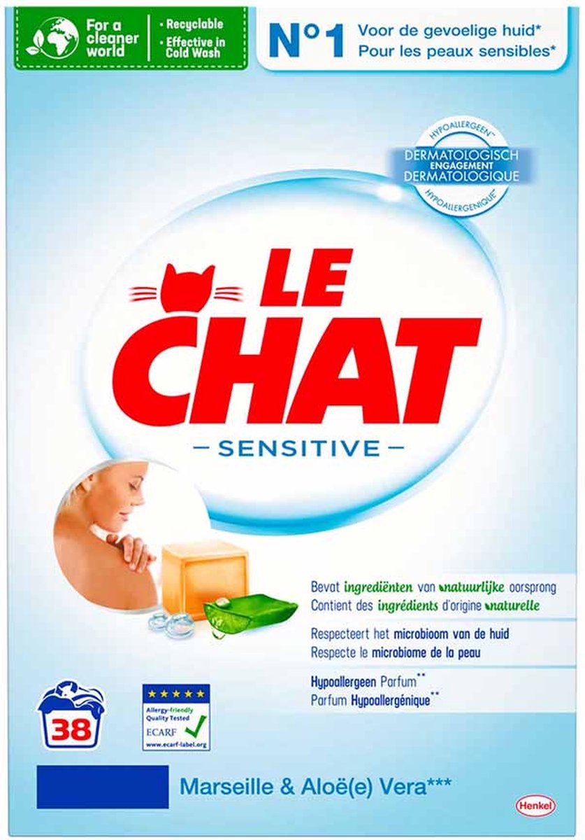 6x Lessive capsule Le Chat Sensitive au Savon de Marseille et Aloe
