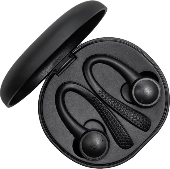 Sonume Sport - Volledig Draadloze Oordopjes - Met Siliconen Oorhaak - Waterproof - Bluetooth oordopjes voor Hardlopen, Fietsen en Fitness - Zwart - Sonume