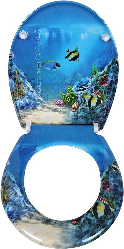 WOLTU Toiletbril Met Softclosemechanisme, Wc Bril, Motief, Deksel Quick Release Functie En Antibacterieel Premium Deksel Bril Van Duroplast Zwarte Steen 1566968775