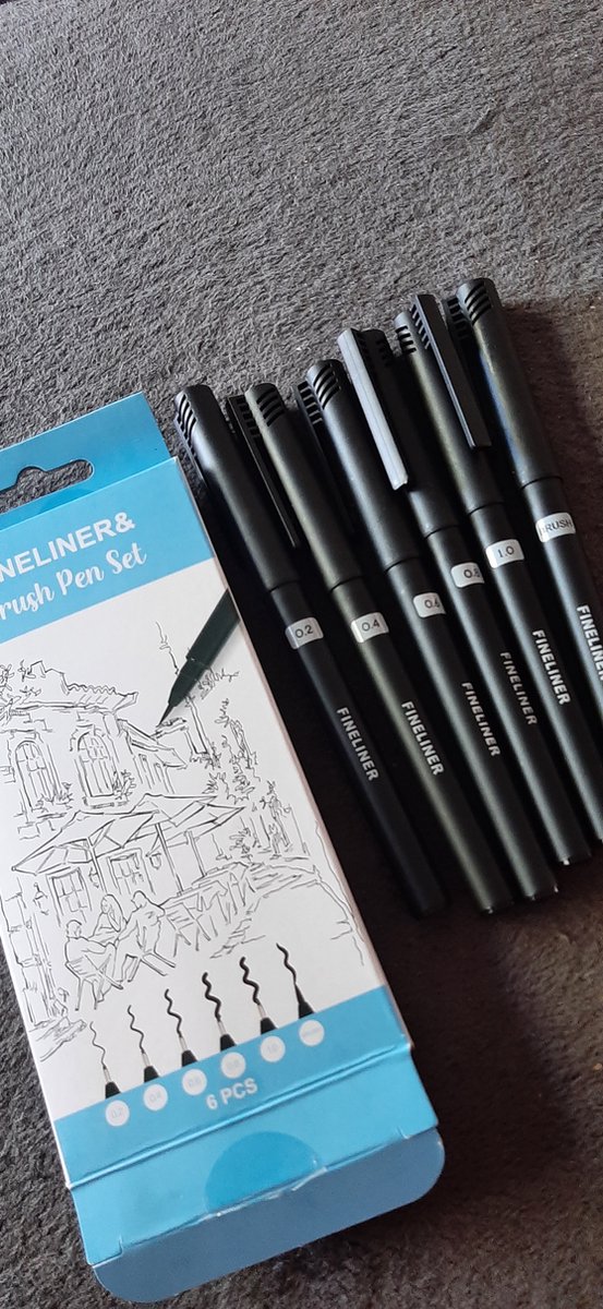 Fineliner & Brush pen set / 6 delig