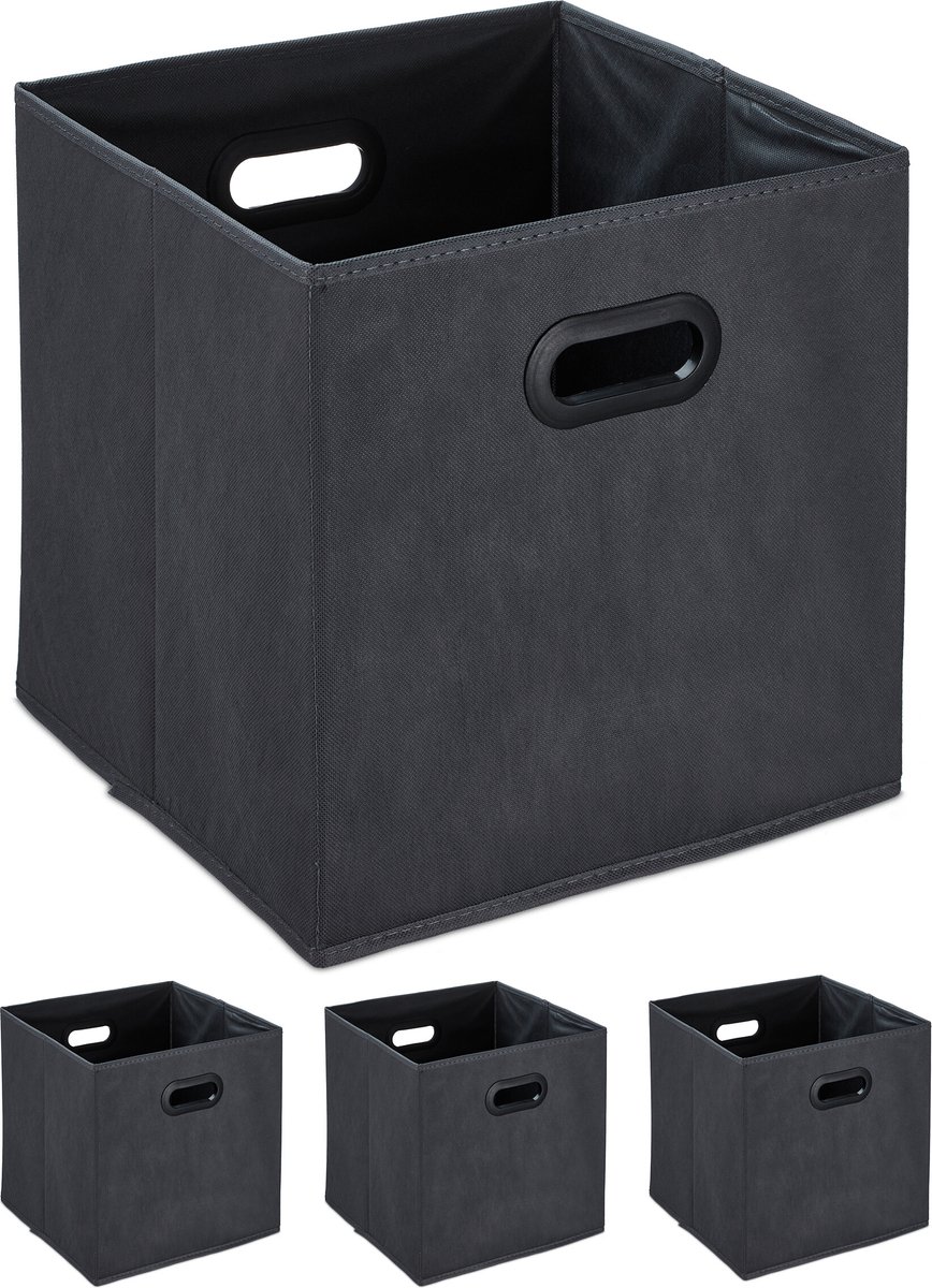 HMF Opbergmand met verlengde handgrepen, mand van katoen | 36 x 30 x 25 cm | Wit-Bruin HMF Opbergmand met verlengde handgrepen, mand van katoen | 36 x 30 x 25 cm | Wit-Bruin
