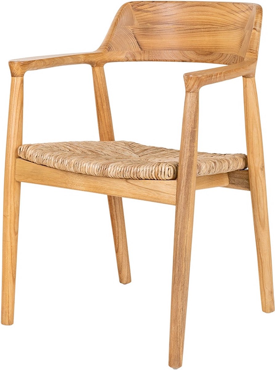 Artichok Yorick Eetkamerstoel Naturel - Met Armleuning - Hout - Rotan Zitting