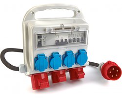 3 x 400 Volt en 4 x 230 Volt verdeelblok, Stekkerdoos (Randaarde)