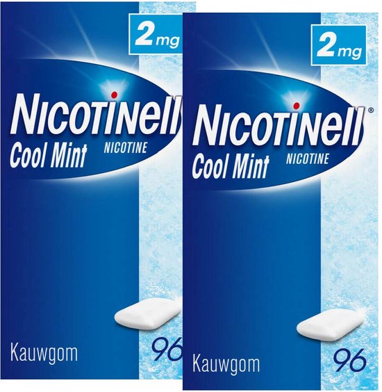 2x Nicotinell Kauwgom Cool Mint 2 mg 96 stuks