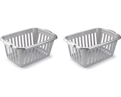 Plasticforte Wasmand - 3x stuks - grijs - kunststof - 40 liter - 60 x 40 x 26 cm - manden voor wasgoed - huishouden - opbergmand