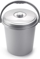 Poubelle/poubelle verrouillable avec couvercle 21 litres argent - Séparateur poubelle/seau à couches