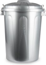 Poubelles / poubelles en plastique argenté de 70 litres avec couvercle - Poubelles / poubelles - 47,5 x 52 x 67 cm