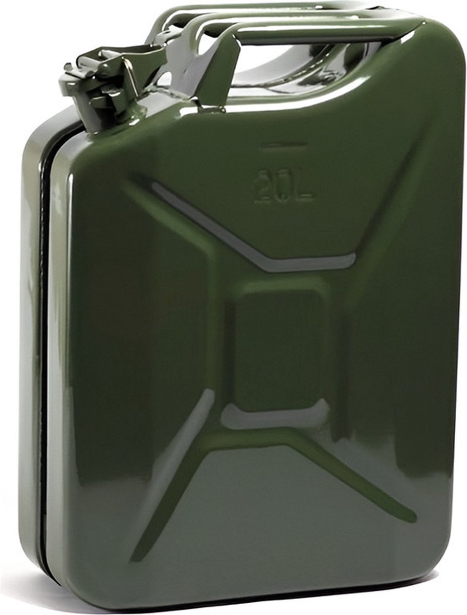 Bidon en métal 20 litres vert armée - convient au carburant