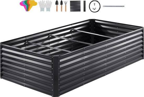 VEVOR Bloembak, 122,5 x 62,5 x 28 cm, verhoogd tuinbed, van verzinkt metaal, plantenbak met open basis, voor het kweken van plantaardige bloemen, kruiden, vetplanten, tuin, terras, balkon, zilver VEVOR Bloembak, 122,5 x 62,5 x 28 cm, verhoogd tuinbed, van verzinkt metaal, plantenbak met open basis, voor het kweken van plantaardige bloemen, kruiden, vetplanten, tuin, terras, balkon, zilver