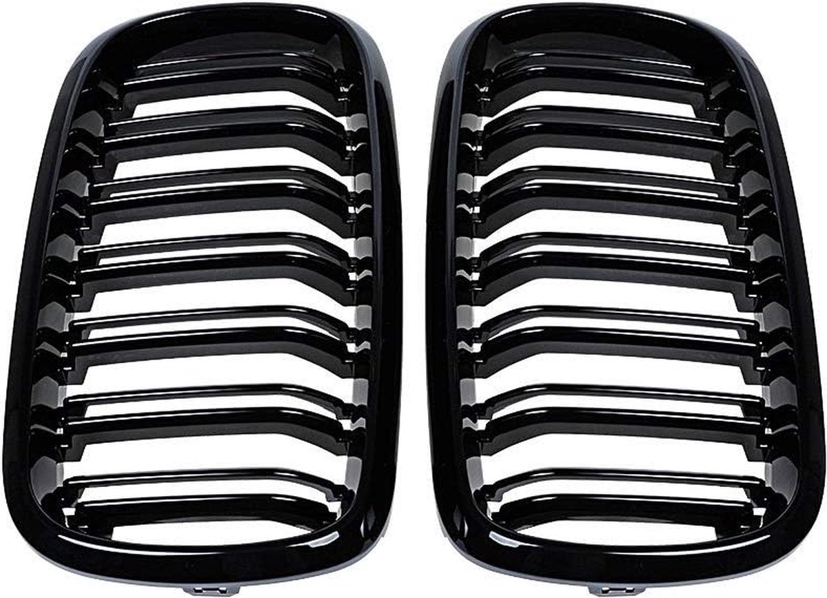 KÜHLERGRILL DOPPELSTEG NIEREN GRILL PASSEND FÜR BMW X5 F15 X6 F16 GLANZ SCHWARZ