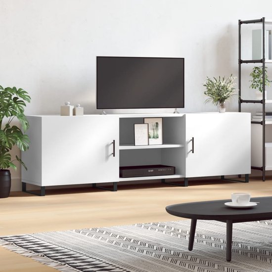 vidaXL Meuble TV 150x30x50 cm Bois fini Blanc - Meuble TV - Meuble TV - Meuble TV - Meuble de rangement