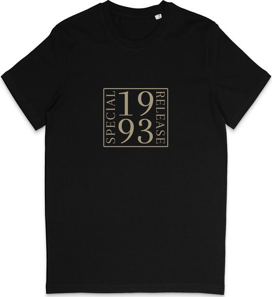 T Shirt Geboortejaar 1993 Heren Dames - Grafische Print Opdruk - Zwart - Maat XL