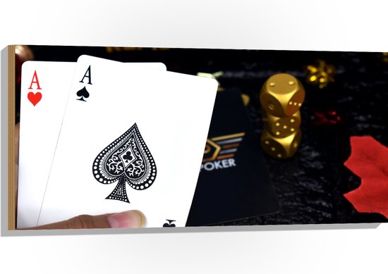 Hout - Azen uit Kaartspel bij Pokeren - 100x50 cm - 9 mm dik - Foto op Hout (Met Ophangsysteem)
