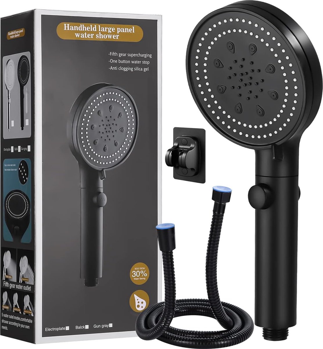 Waterbesparende douchekop met slang, besparende douchekop 6 straalsoorten, 1.5M slang... bol